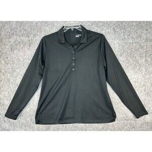 Nike Golf Dri-Fit Women's Athletic Outdoor Long Sleeve Polo Shirt Black 2XL